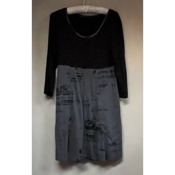 Lauren Vidal Womens Black Gray 3/4 Sleeve Mini Dress Small Stretch Knit Casual - Picture 1 of 11